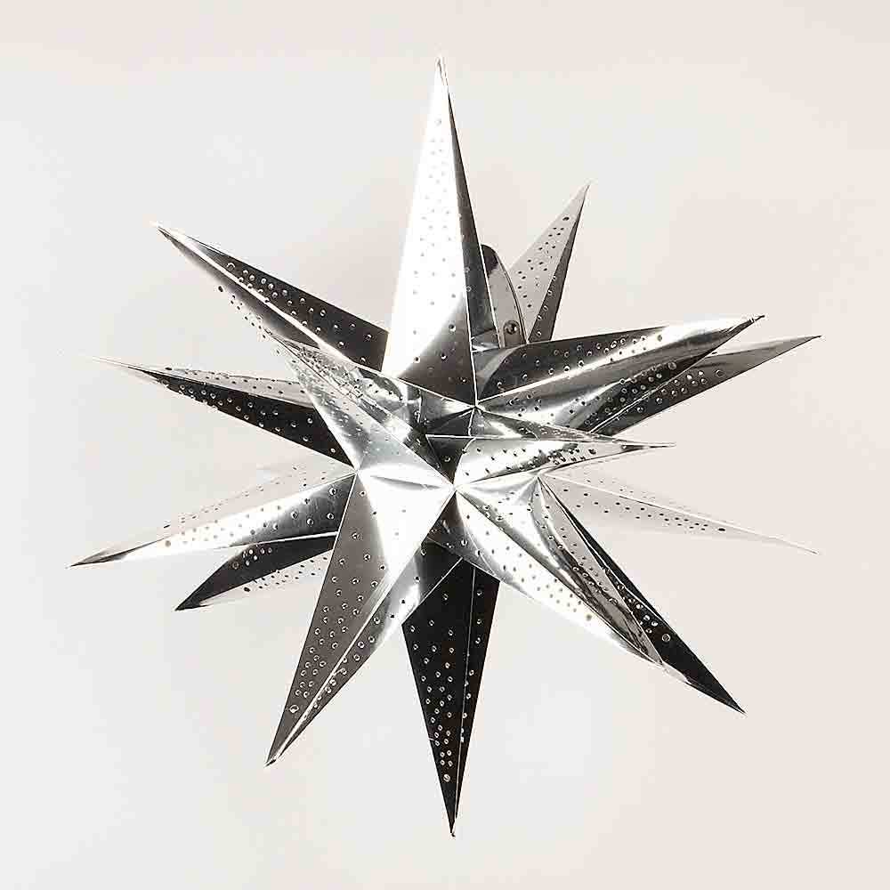 Quasimoon 24 Inch Moravian Glossy / Chrome Silver Multi-Point Paper Star Lantern Lamp - Image 2