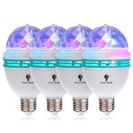 4 Pack Color Rotating Bulb E26 RGB Color Changing Party LED Bulbs Colored LED Strobe Light Bulb Multi Crystal Stage Lights For Disco