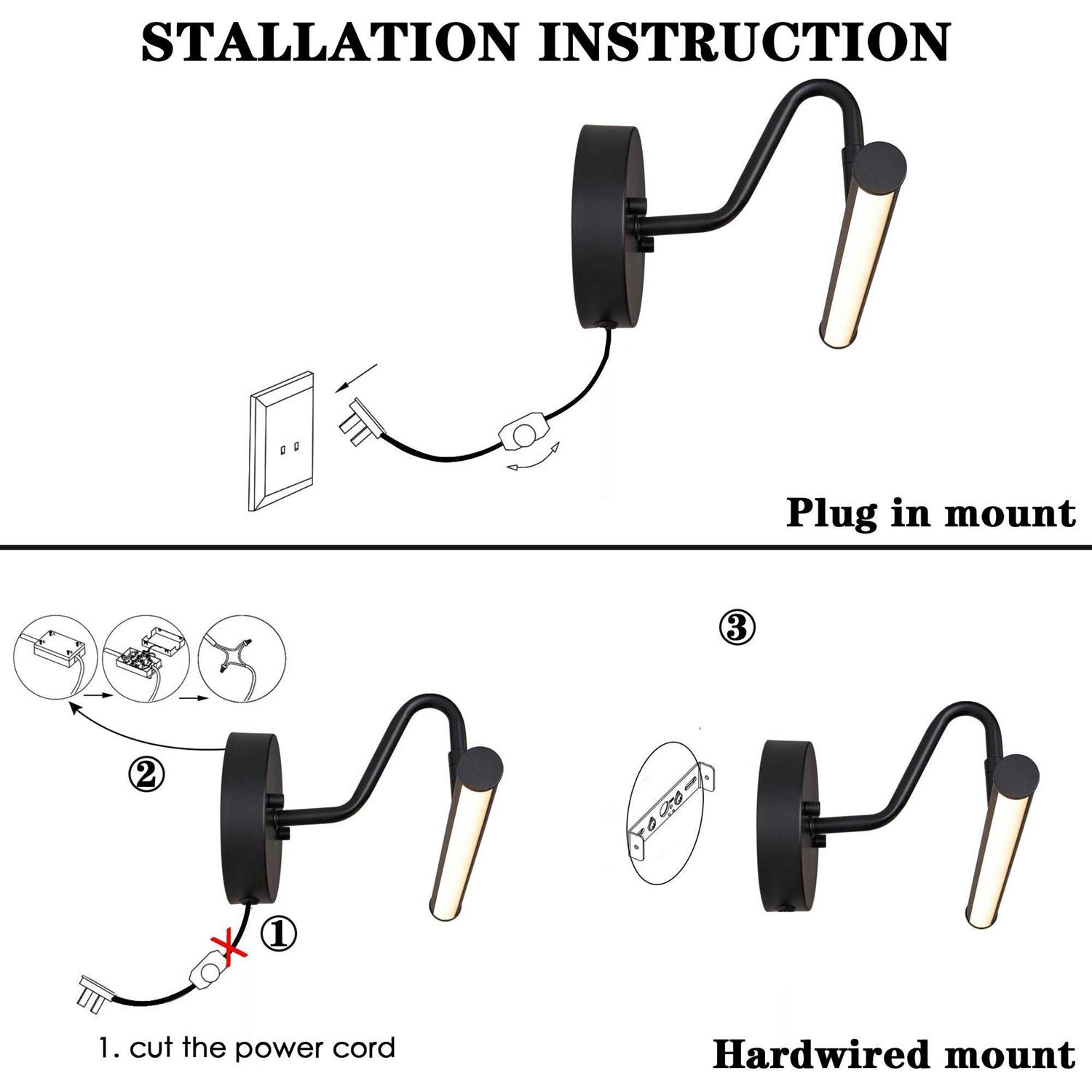 10W Dimmable LED Picture Light Fixture Plug in/Hardwired,3CCT Eurus Home Finish - Image 3