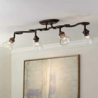 Pro Track Myrna 4-Head Ceiling or Wall Track Light Fixture Kit Directional Bronze Finish Glass Modern Scroll Kitchen 43 1/2 inch Wide