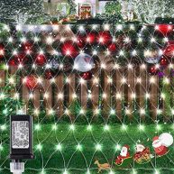 oopswow 9.8ft x 6.6ft 192 LED Christmas Net Lights,8 Modes 30V Low Voltage Mesh Fairy String Lights for Christmas Trees