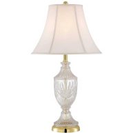 Regency Hill Traditional Table Lamp 26.5 High Cut Glass Urn Brass White Cream Bell Shade for Living Room Family Bedroom Bedside Nightstand