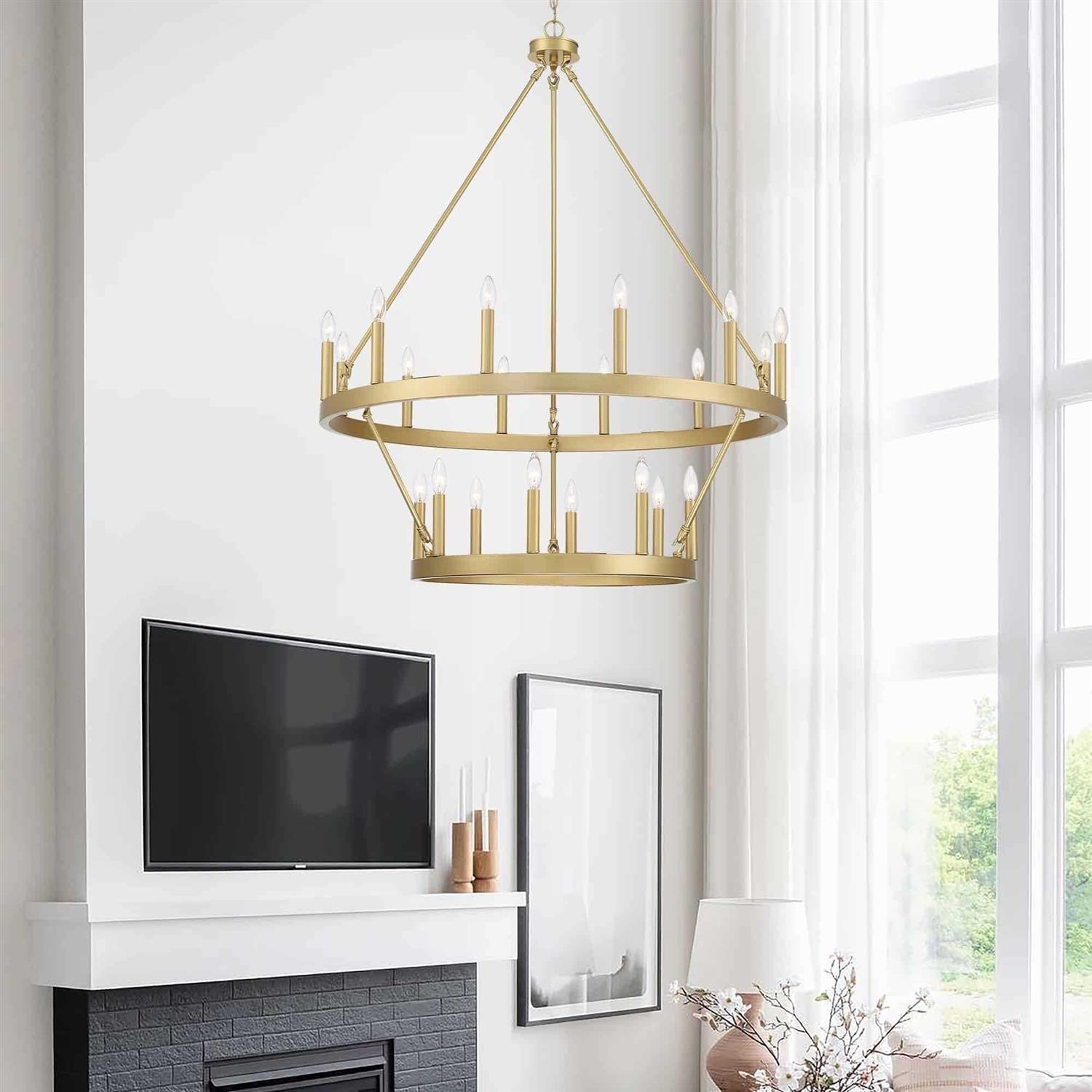 Acroma 20-light Modern Farmhouse 40In Round Wagon Wheel Chandelier - Image 3