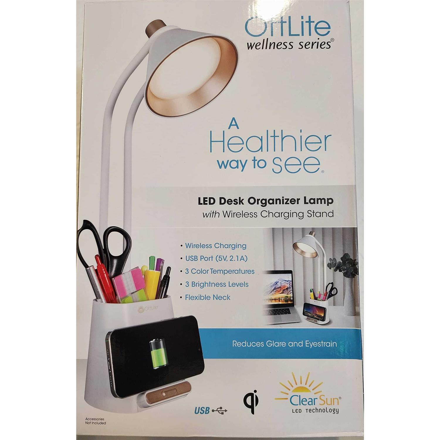Ottlite Ottllite Wellness Series LED Desk Organizer Lamp with Wireless Charging Stand