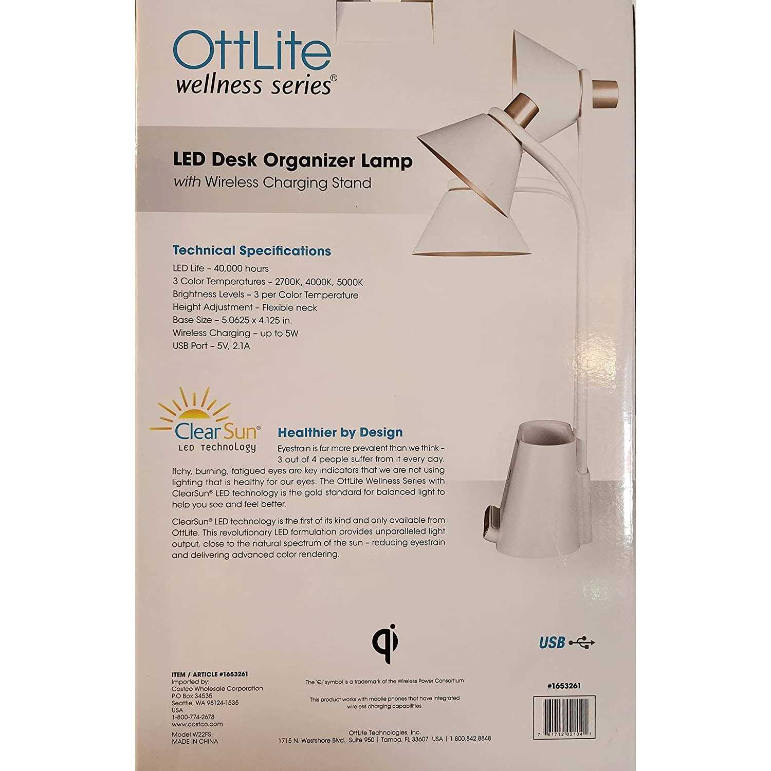 Ottlite Ottllite Wellness Series LED Desk Organizer Lamp with Wireless Charging Stand - Image 4