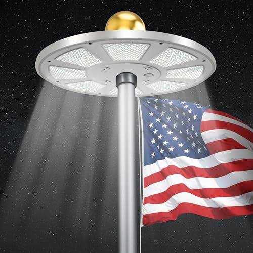 PPQ Flag Pole Light Solar Powered Flagpole Light 136 LED 10000h Lifespan for 15-25 Ft Poles,Waterproof Lighting on Outdoor Pole Top,10