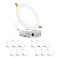 Parmida (12 Pack) 6 inch Ultra-thin LED Recessed Ceiling Light with Junction Box, 12W, Dimmable Canless Wafer Slim Panel Downlight, IC Rated,