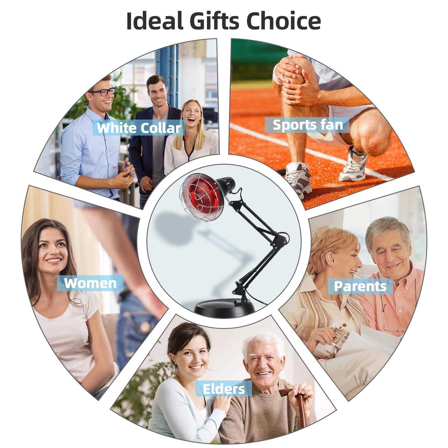 Okyna Infrared Red Light Therapy with Sturdy Base Infrared Heat Lamp Device with 150W Bulb - Image 5