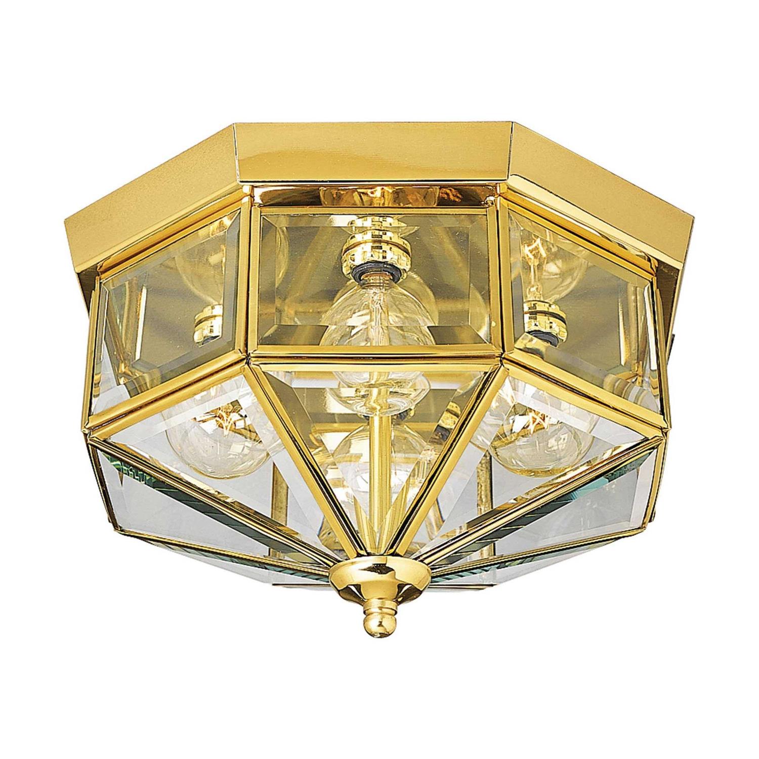 Progress Lighting P5789-10 Beveled Glass Polished Brass Ceiling Light