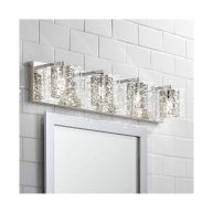 Possini Euro Design Jungle Modern Wall Light Chrome Silver Hardwired 28 1/2 Wide 4-Light LED Fixture Mounted Crystal Beading Clear Glass Shade