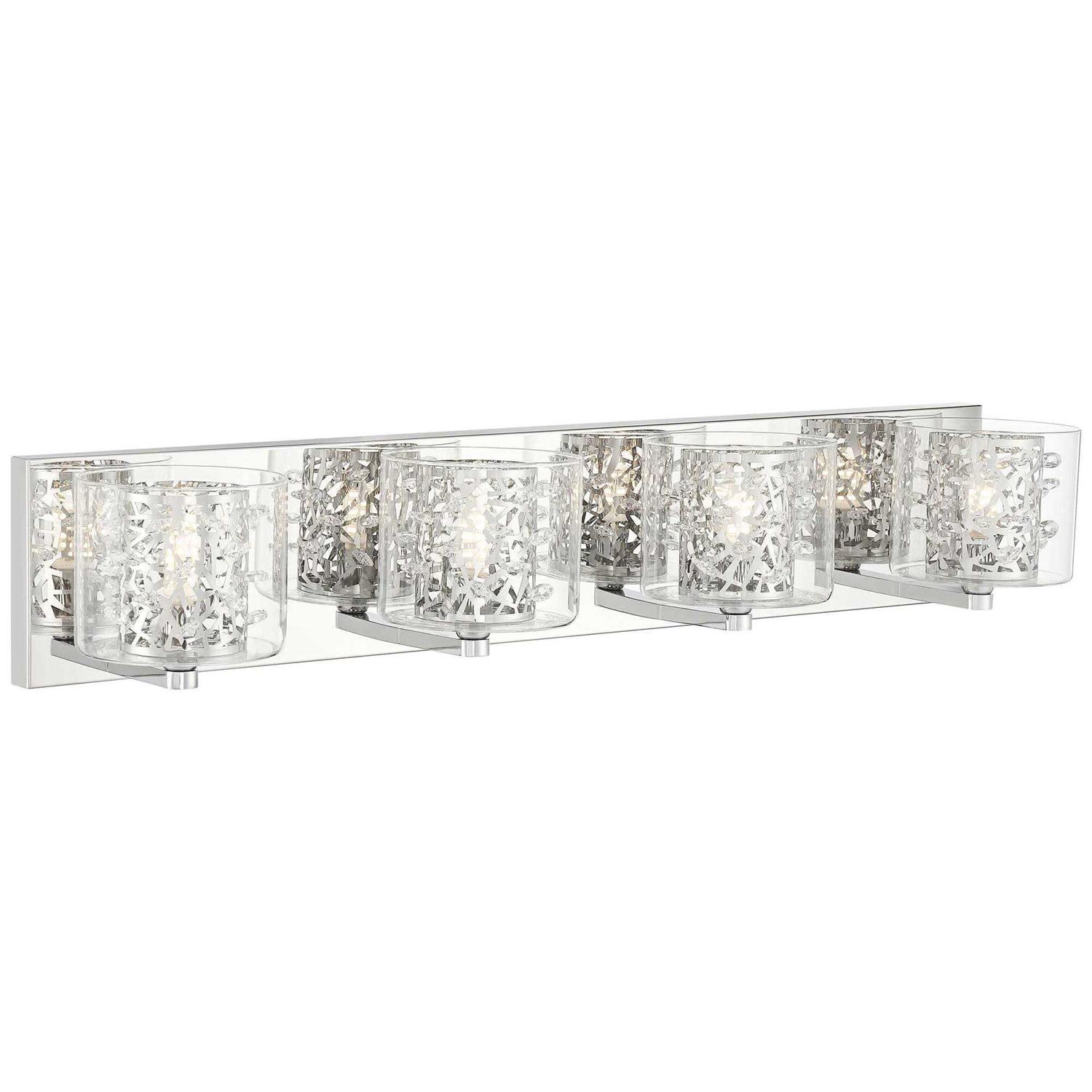 Possini Euro Design Jungle Modern Wall Light Chrome Silver Hardwired 28 1/2 Wide 4-Light LED Fixture Mounted Crystal Beading Clear Glass Shade - Image 2