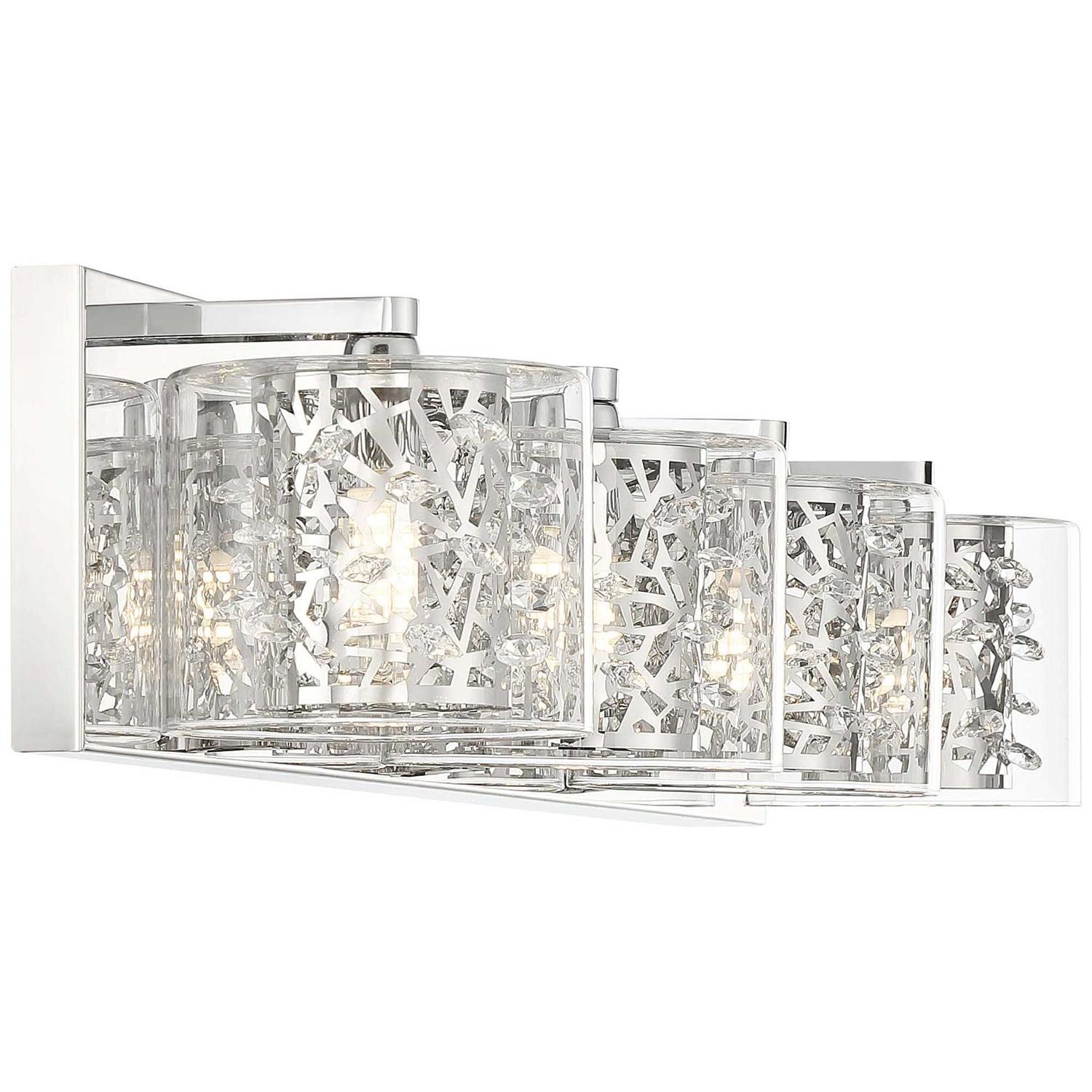 Possini Euro Design Jungle Modern Wall Light Chrome Silver Hardwired 28 1/2 Wide 4-Light LED Fixture Mounted Crystal Beading Clear Glass Shade - Image 4