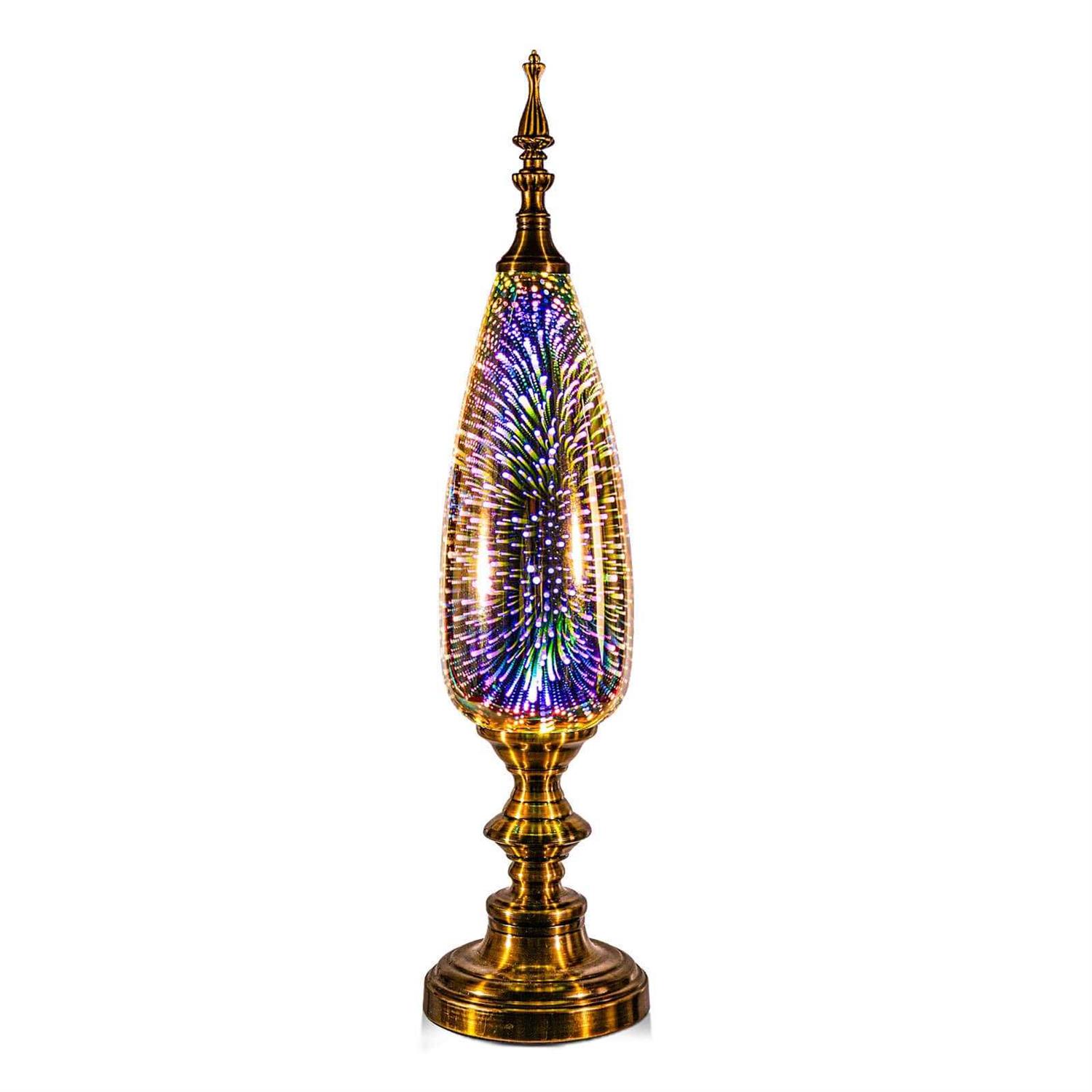Porseme Table Lamp Decorative Turkish Arabian Desk Lamp with Handmade 3D Effect Glass and Bronze Base for Bedroom