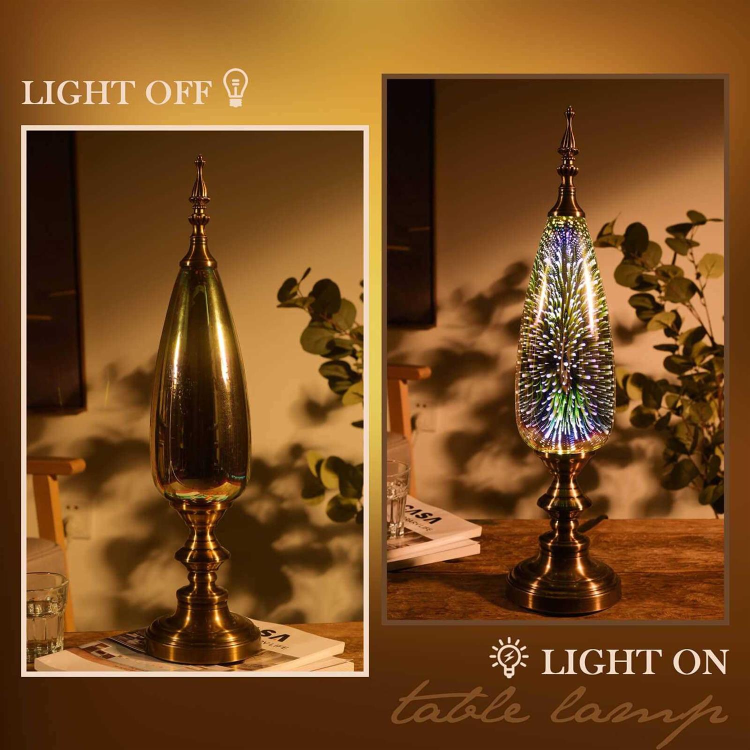 Porseme Table Lamp Decorative Turkish Arabian Desk Lamp with Handmade 3D Effect Glass and Bronze Base for Bedroom - Image 2