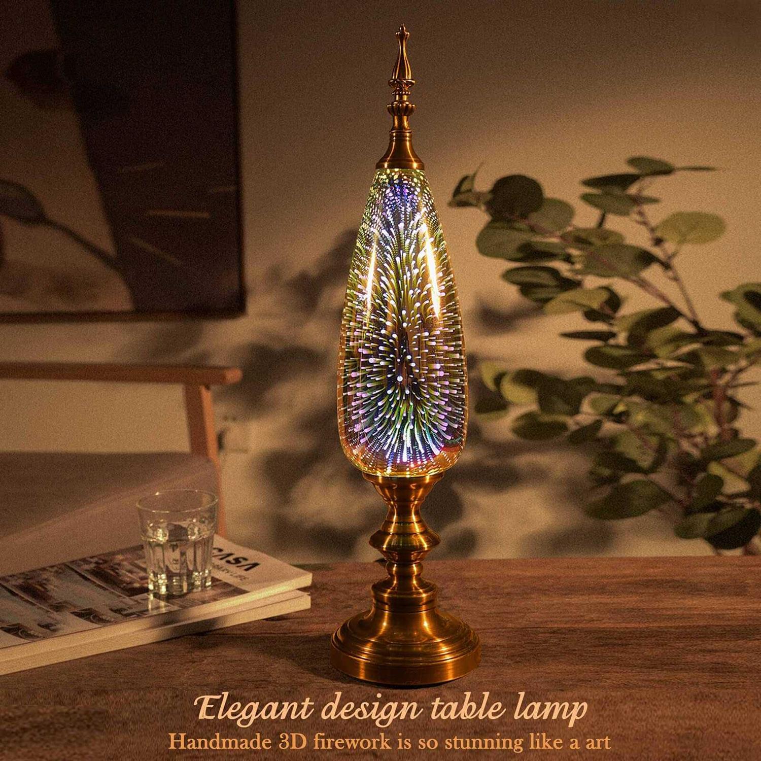 Porseme Table Lamp Decorative Turkish Arabian Desk Lamp with Handmade 3D Effect Glass and Bronze Base for Bedroom - Image 3