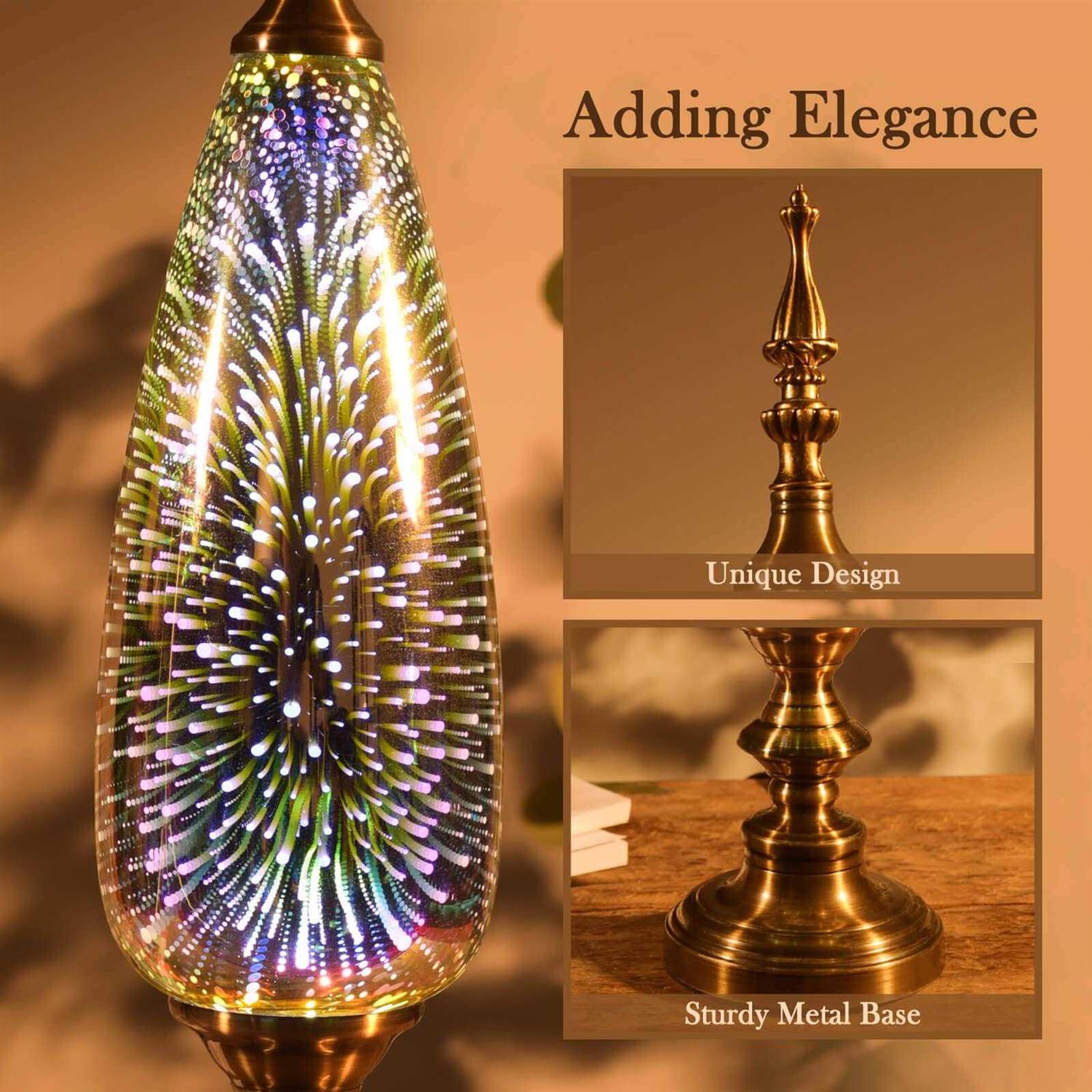 Porseme Table Lamp Decorative Turkish Arabian Desk Lamp with Handmade 3D Effect Glass and Bronze Base for Bedroom - Image 4