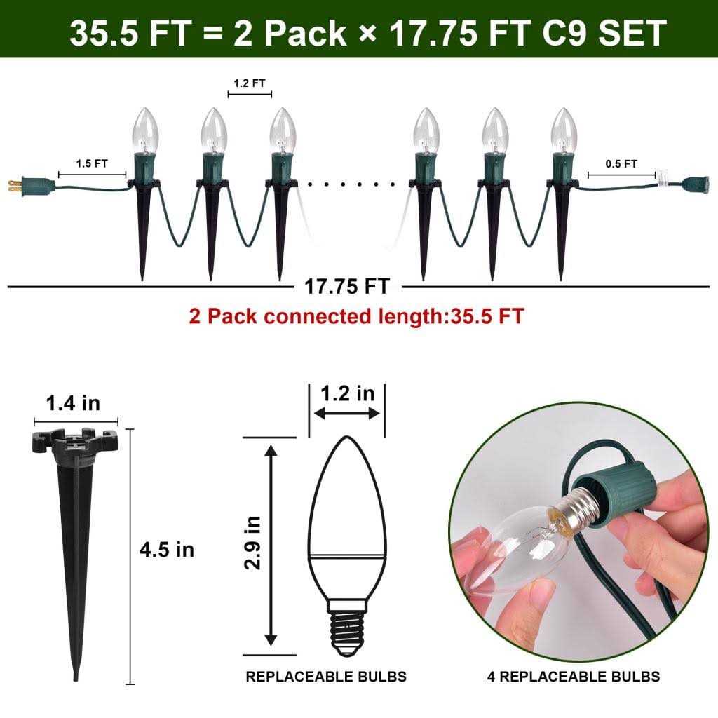 Presence C9 Christmas Pathway Lights Outdoor 30.75 FT Sidewalk Lights with Marker Stakes - Image 4