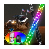 Nilight 2pcs Spiral RGB Led Whip Light with Spring Base Chasing Light RF Remote Control Lighted Antenna Whips for Can-am ATV UTV RZR Polaris
