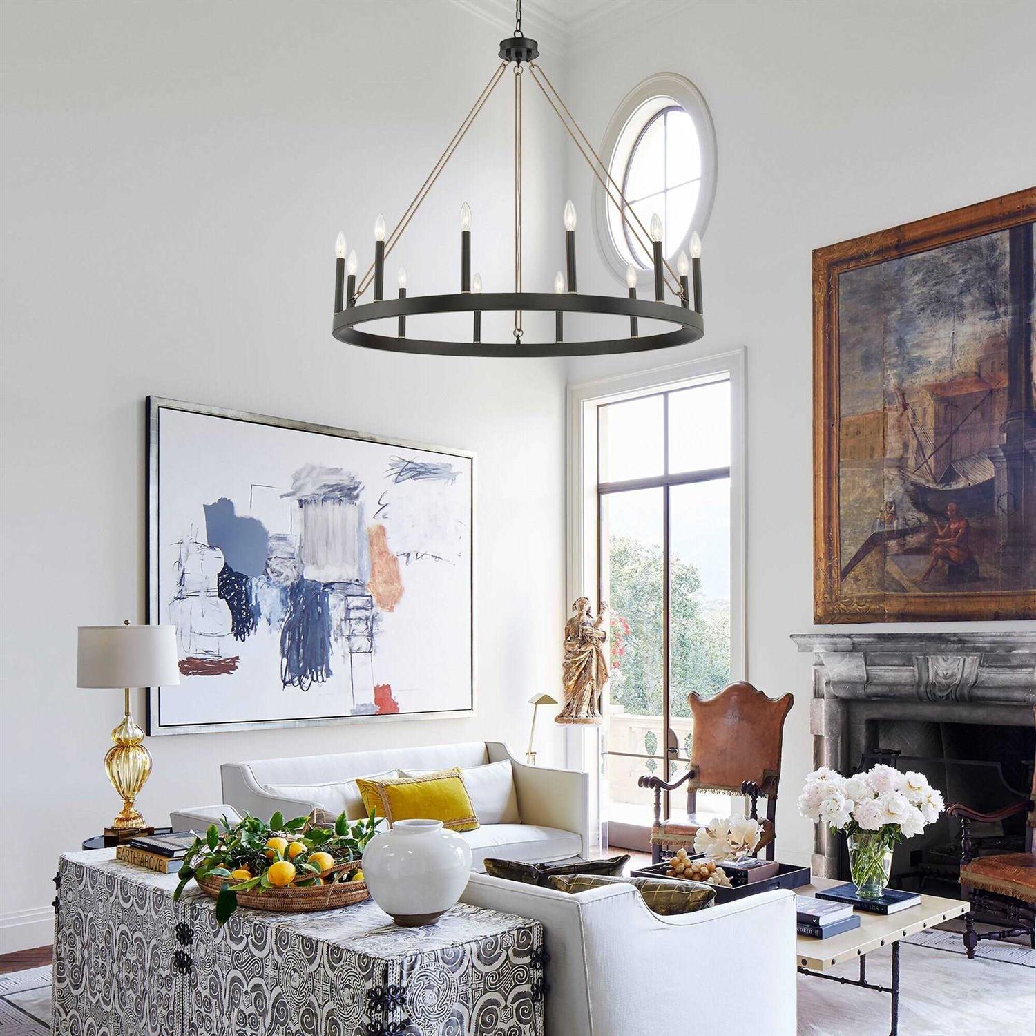 Acroma 12-light 40In Modern Farmhouse Wagon Wheel Chandelier - Image 3