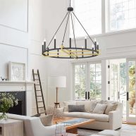 Acroma 12-light 40In Modern Farmhouse Wagon Wheel Chandelier
