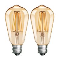 Qualilux Dusk to Dawn Edison Light Bulbs ST58 Vintage Amber Glass