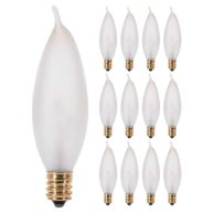 Pack of 12 – 25 Watt Flame Tip Shape Frosted Candelabra Light Bulbs