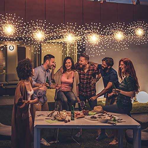 PXBNIUYA Solar Starburst Sphere Lights Remote Control Firework Lights 8 Modes Dimmable Waterproof Hanging Fairy Light - Image 2