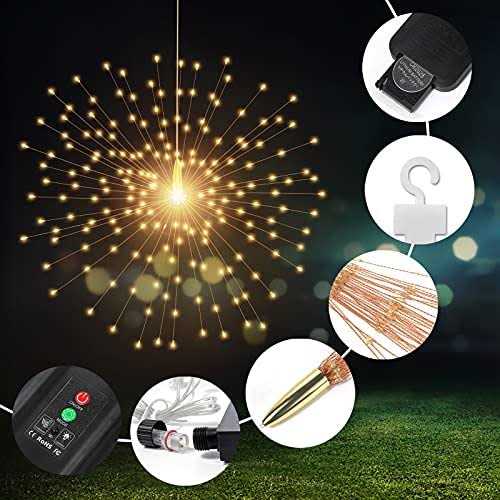 PXBNIUYA Solar Starburst Sphere Lights Remote Control Firework Lights 8 Modes Dimmable Waterproof Hanging Fairy Light - Image 5