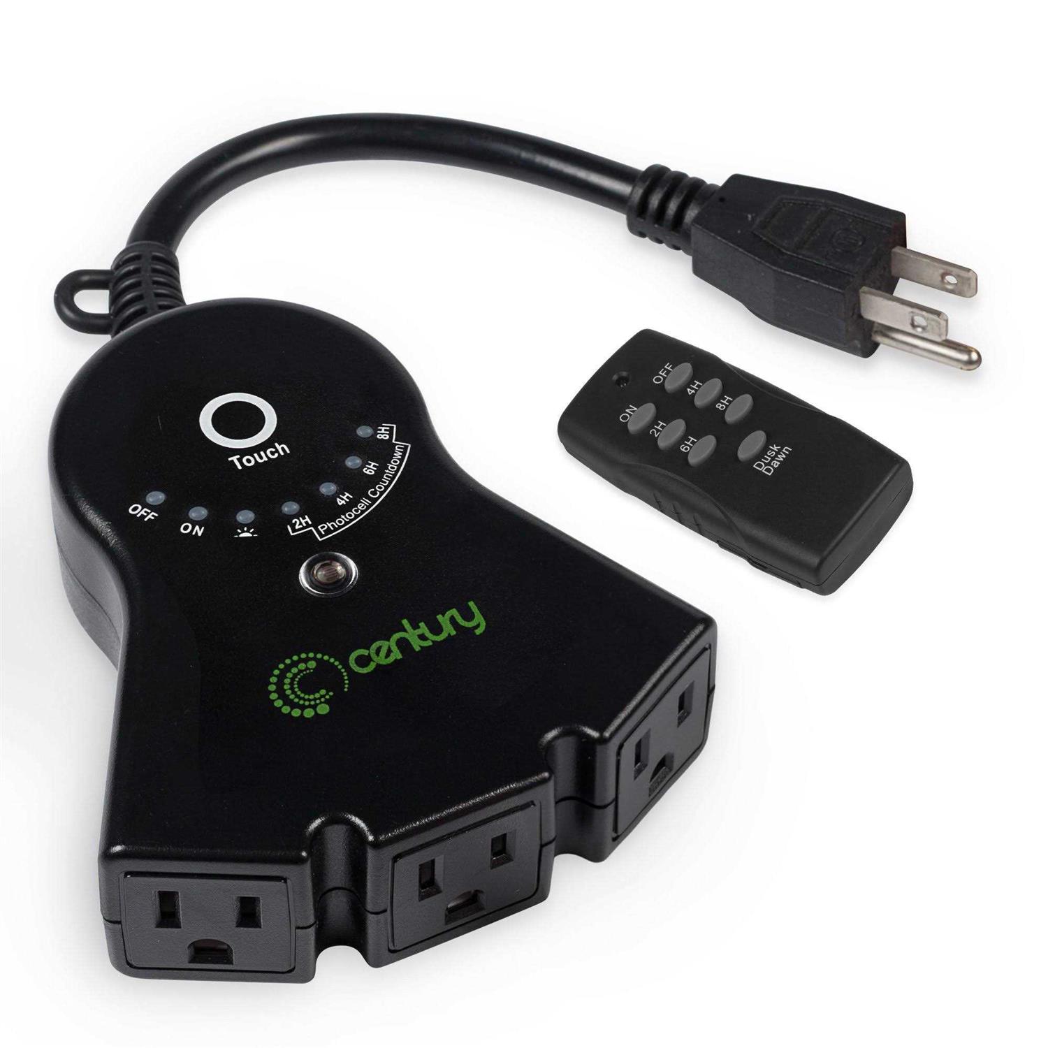 BN-LINK Outdoor 24-Hour Water Resistant Photoelectric Countdown Timer Photocell Light Sensor 3 Grounded Outlets