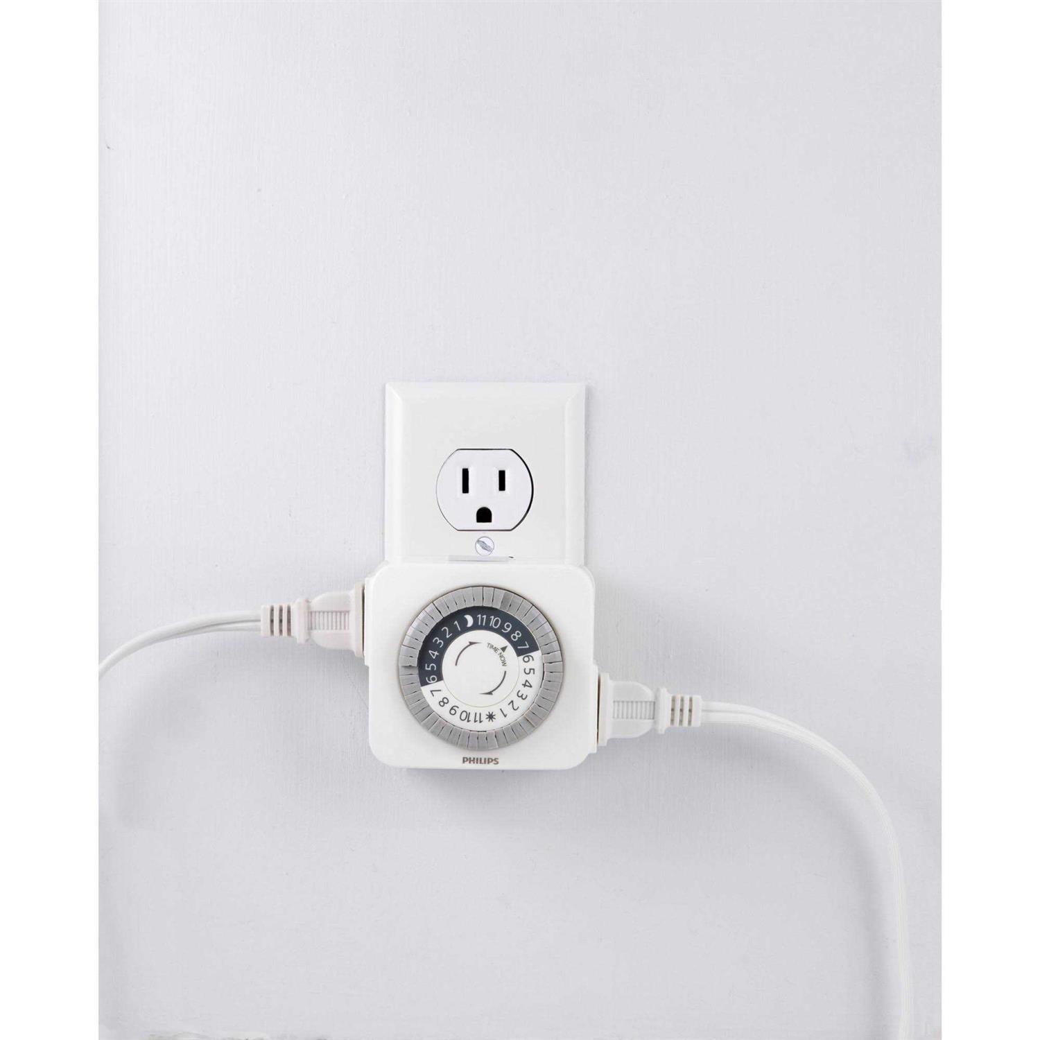 Philips 24-Hour Indoor Plug-in Mechanical Timer 2 Polarized Outlets - Image 3