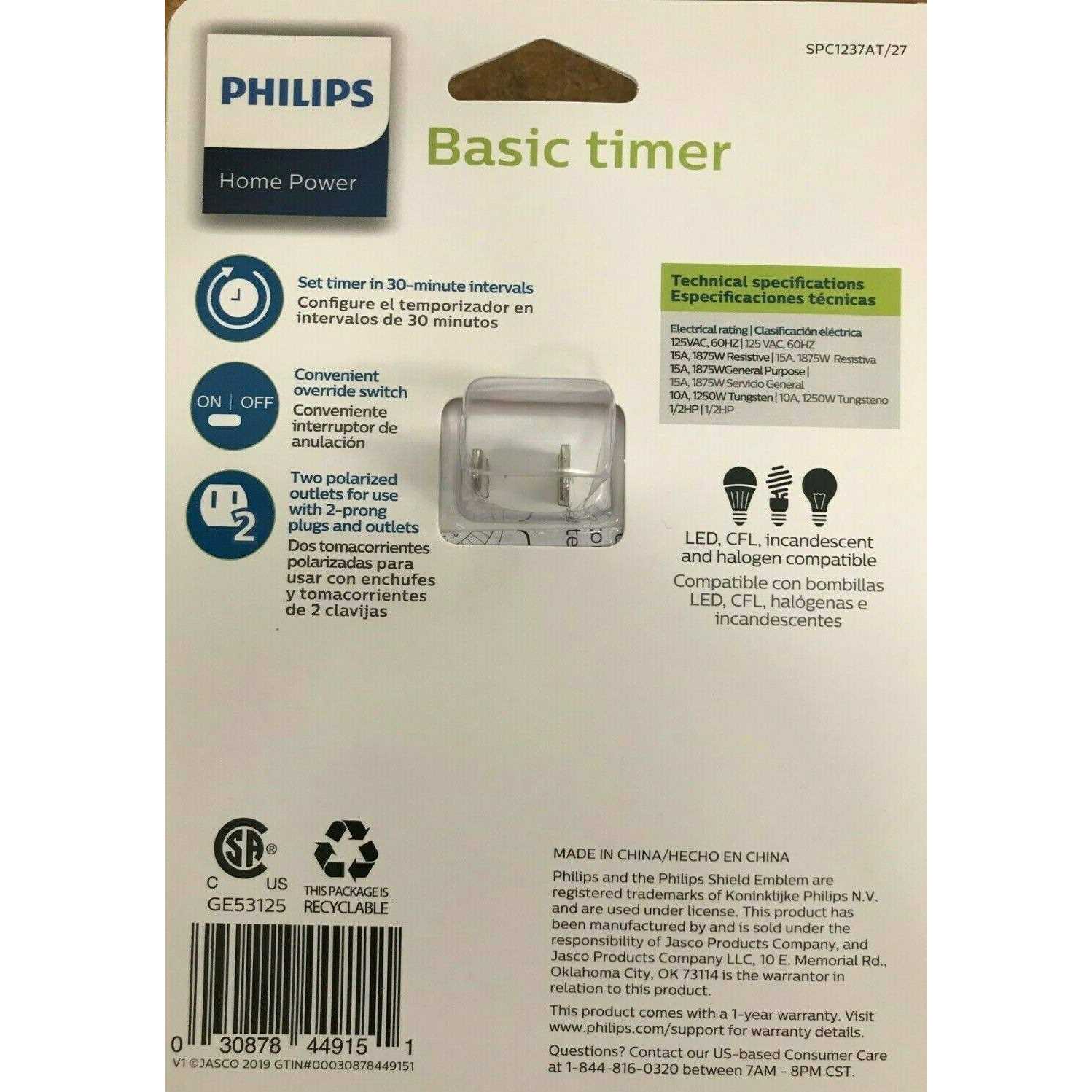 Philips 24-Hour Indoor Plug-in Mechanical Timer 2 Polarized Outlets - Image 4