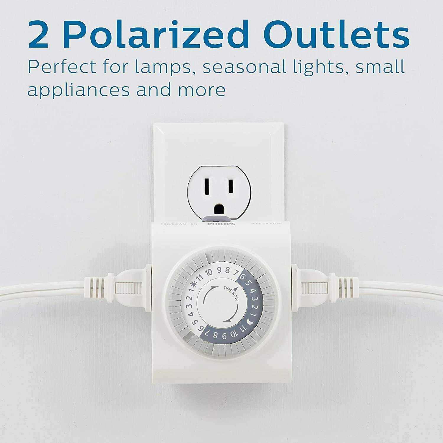 Philips 24-Hour Indoor Plug-in Mechanical Timer 2 Polarized Outlets - Image 5