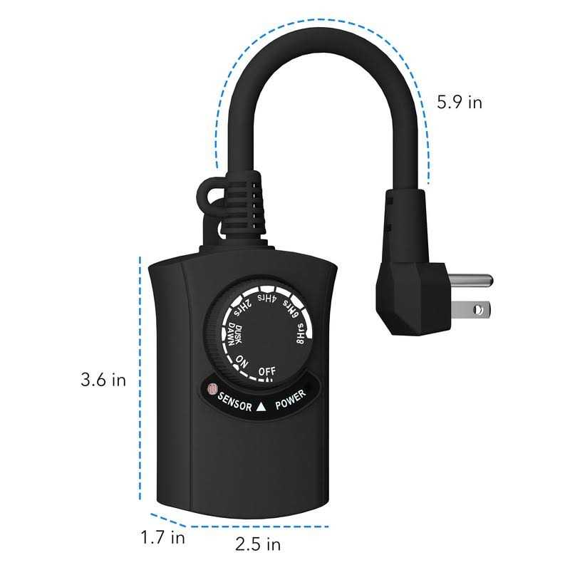 Outdoor Photocell Light Timer Waterproof Dusk to Dawn Sensor Timer Outlet 2/4/6/8 Countdown HBN - Image 3