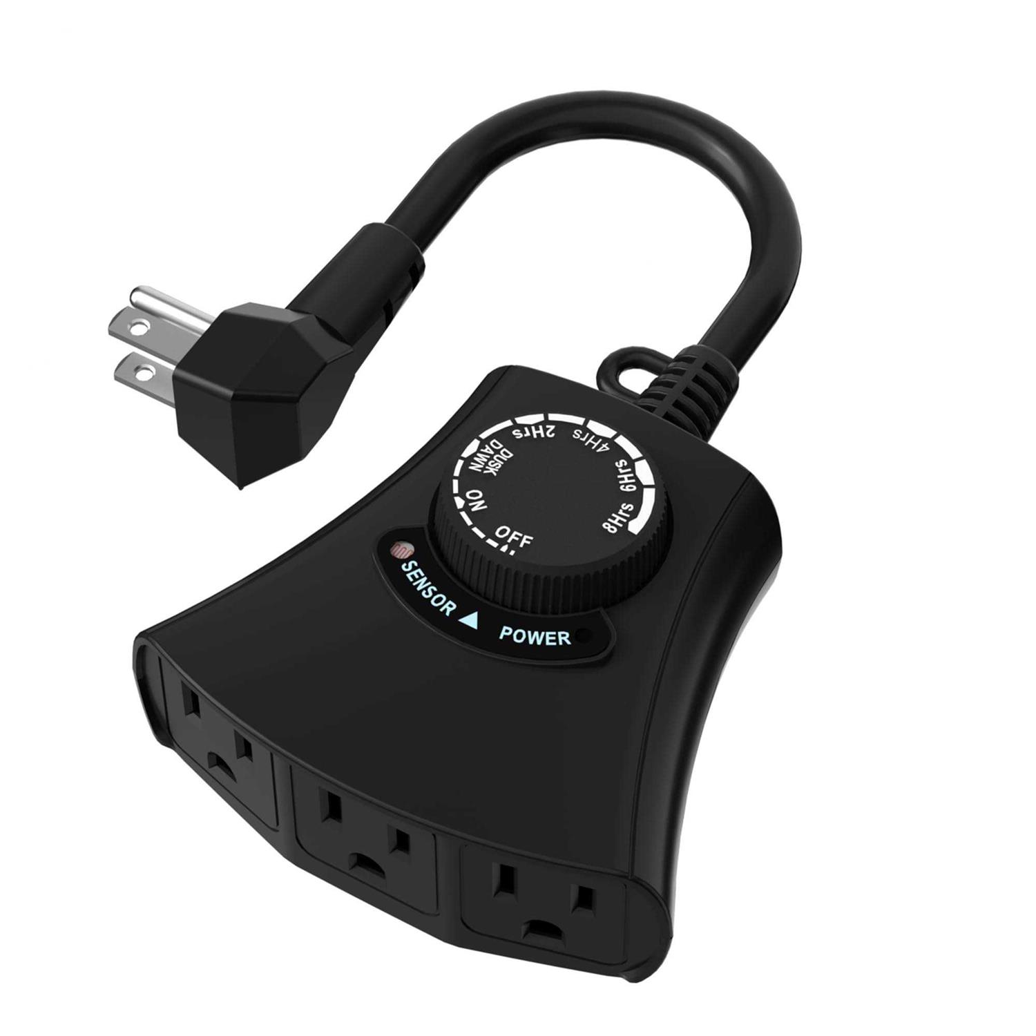 Outdoor Photocell Light Timer Waterproof Dusk to Dawn Sensor Timer Outlet 2/4/6/8 Countdown HBN