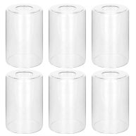 Bdrofn 6 Pack Clear Glass Shades Replacement,5.51in Height,3.94in Diameter,1.65in Fitter,High Transmittance Cylinder Glass Lampshade Replacement