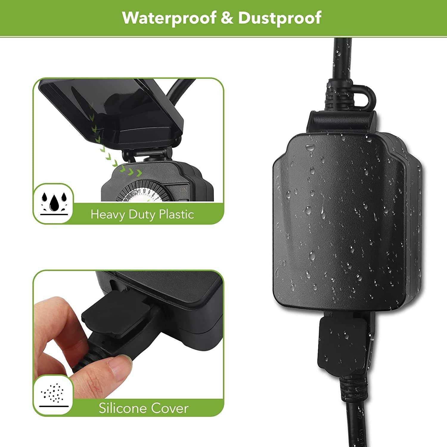 BN-LINK 24 Hour Mechanical Outdoor Light Timer with Silicone and Protective Covers, Waterproof and Dustproof - Image 4