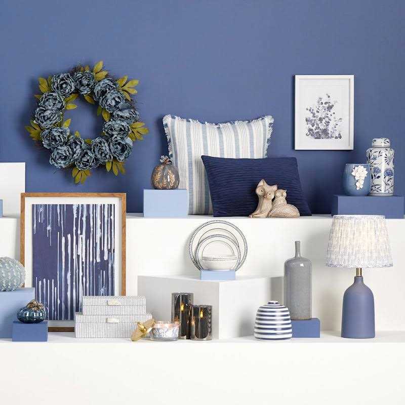 At Home Grace Mitchell Blue & White Pleated Taper Lamp Shade - Image 2