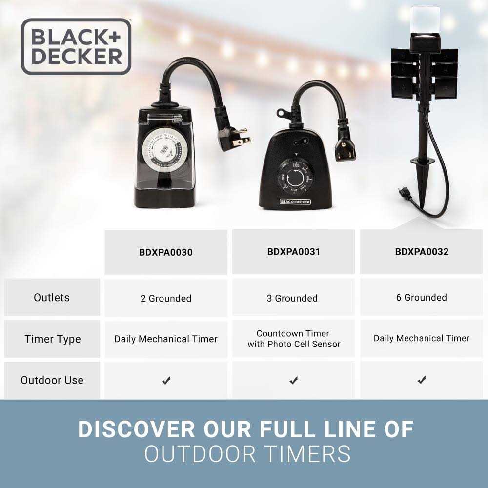 BLACK+DECKER Garden Stake 6 Grounded Outlets Tools Timer Waterproof Outlet Timer for Lights BDXPA0032 - Image 4