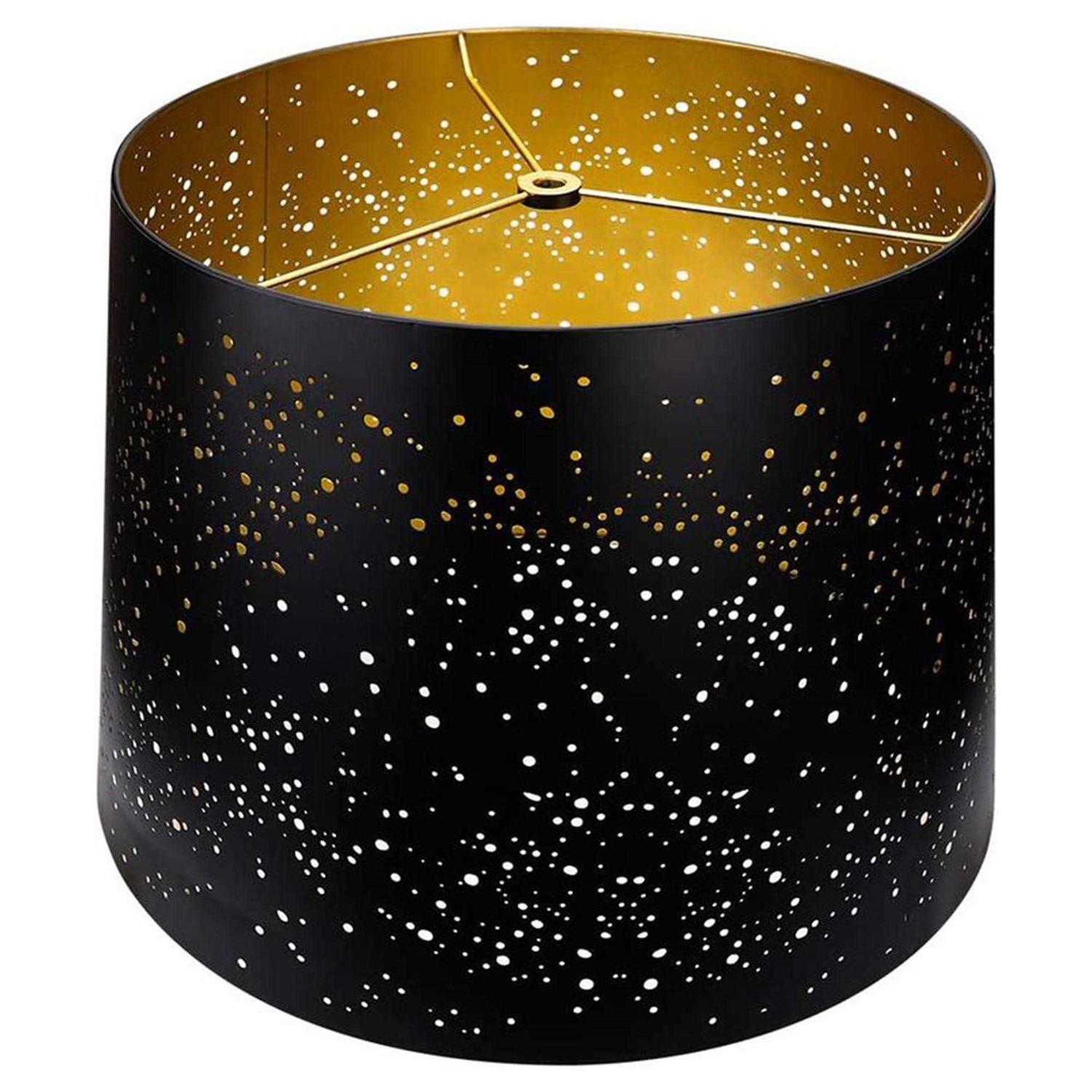 Alucset 12 x 14 x 10 Inch Starry Sky Etched Metal Drum Lamp Shade