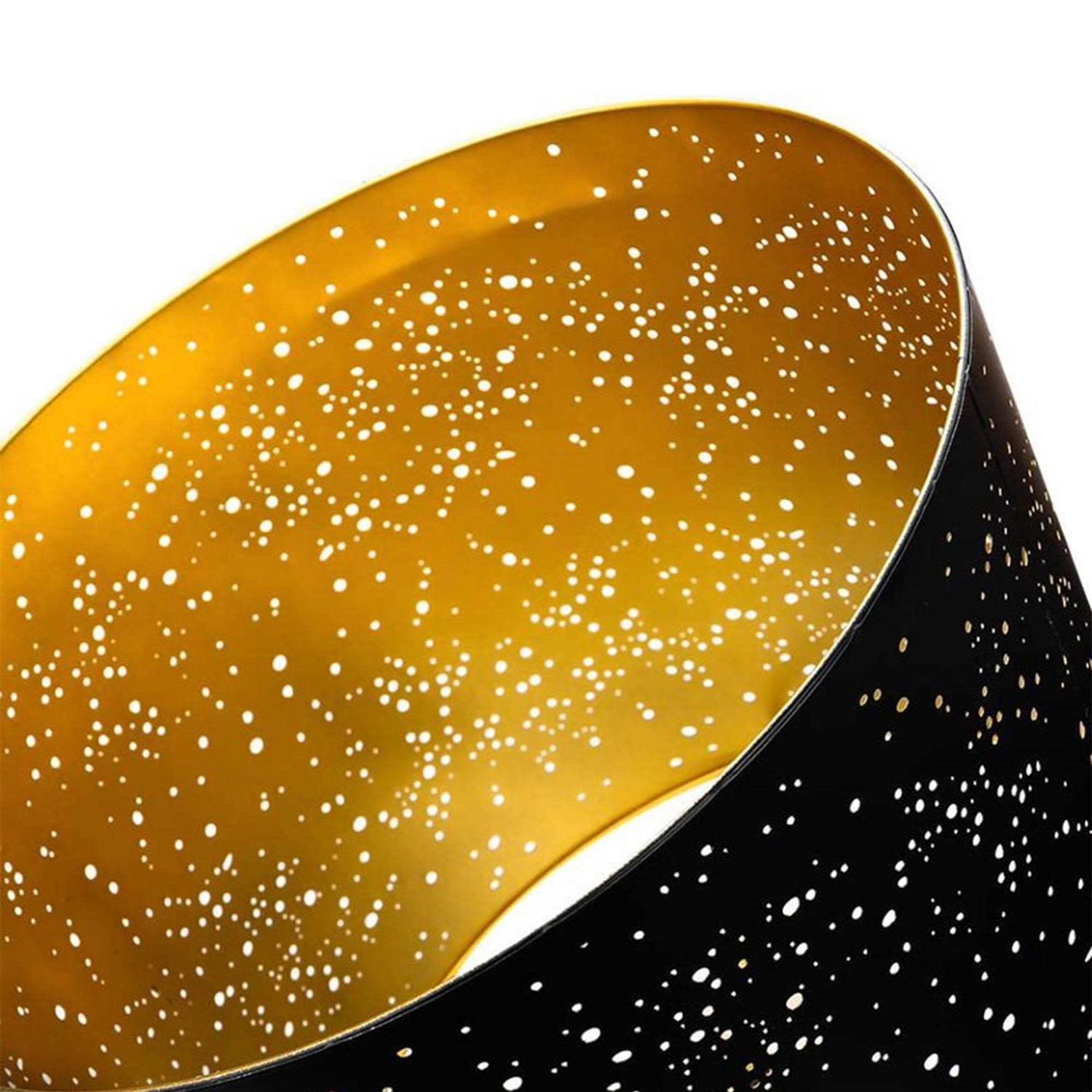 Alucset 12 x 14 x 10 Inch Starry Sky Etched Metal Drum Lamp Shade - Image 4