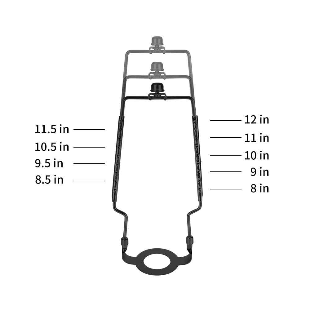 8 9 10 11 12 inch Lamp Shade Harp Holder, ALUCSET Adjustable Lamp Harp Kit, Fit Both Standard Lamp Rod and E14 E26 E27 Light Base UNO Fitter Adapter - Image 2