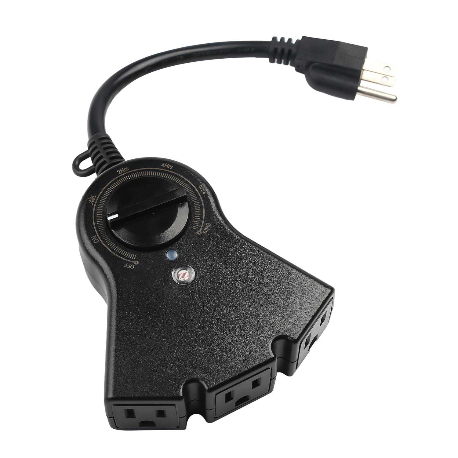 BN-LINK Outdoor Timer with Photocell Light Sensor Waterproof Outdoor 24 Hour Countdown Timer