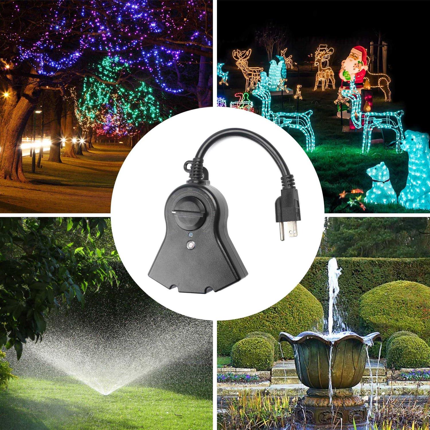 BN-LINK Outdoor Timer with Photocell Light Sensor Waterproof Outdoor 24 Hour Countdown Timer - Image 2