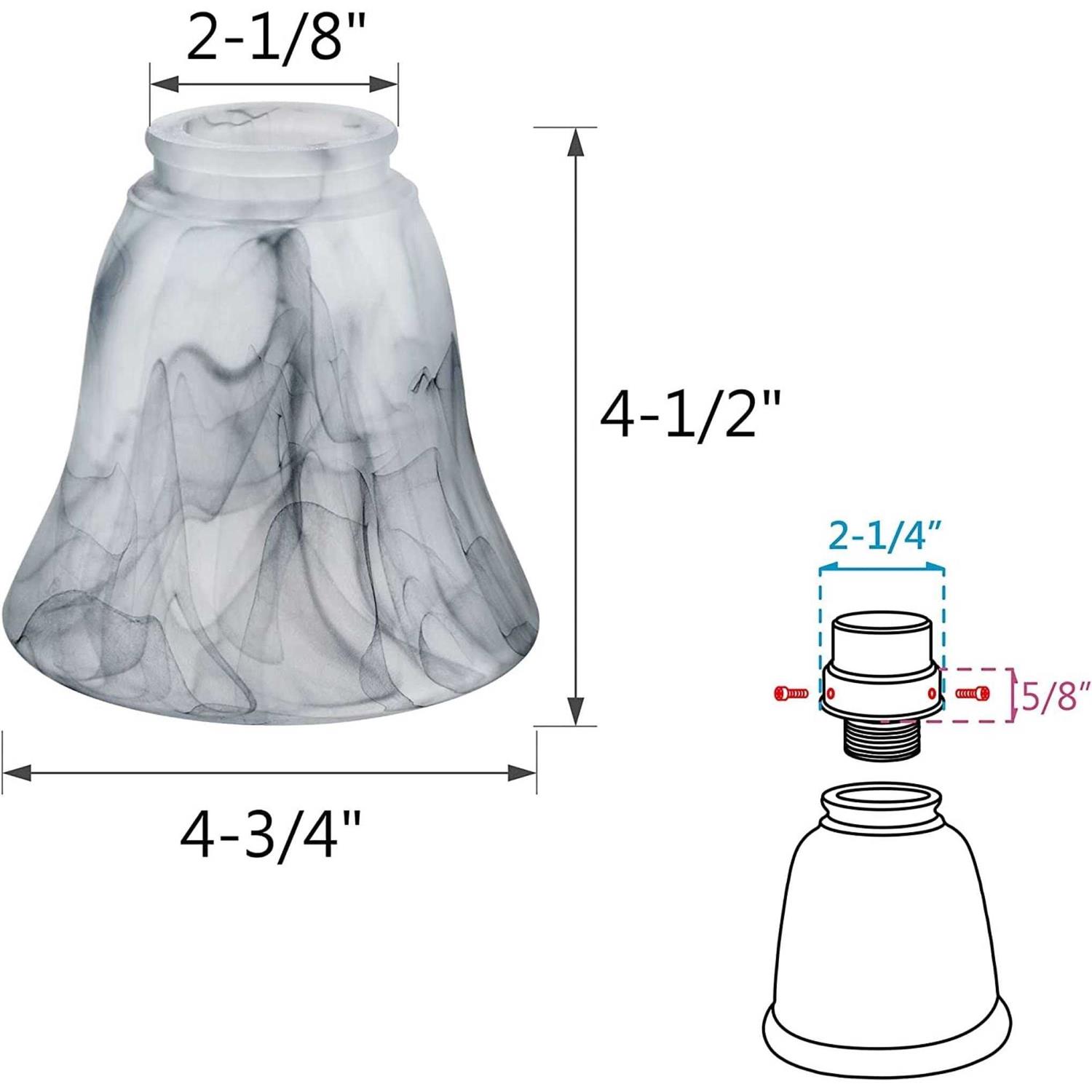 Aspen Creative 23166-4 Traditional Smokey Alabaster Bell Ceiling Fan Replacement Glass Shade - Image 5