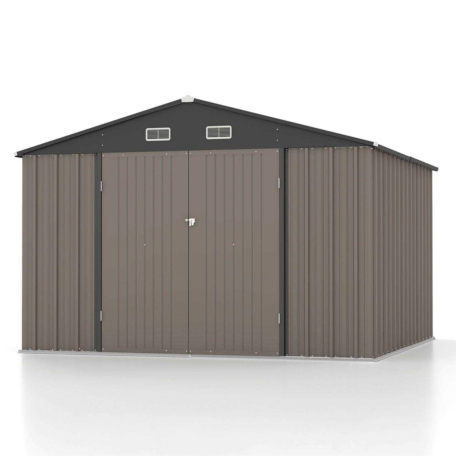 Patiowell 10′ x Metal Outdoor Storage Shed Kits with Sloping Roof and Double Lockable Door - Image 4
