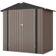 Patiowell 6 ft. D Outdoor Storage Metal Shed with Sloping Roof and Double Lockable Door
