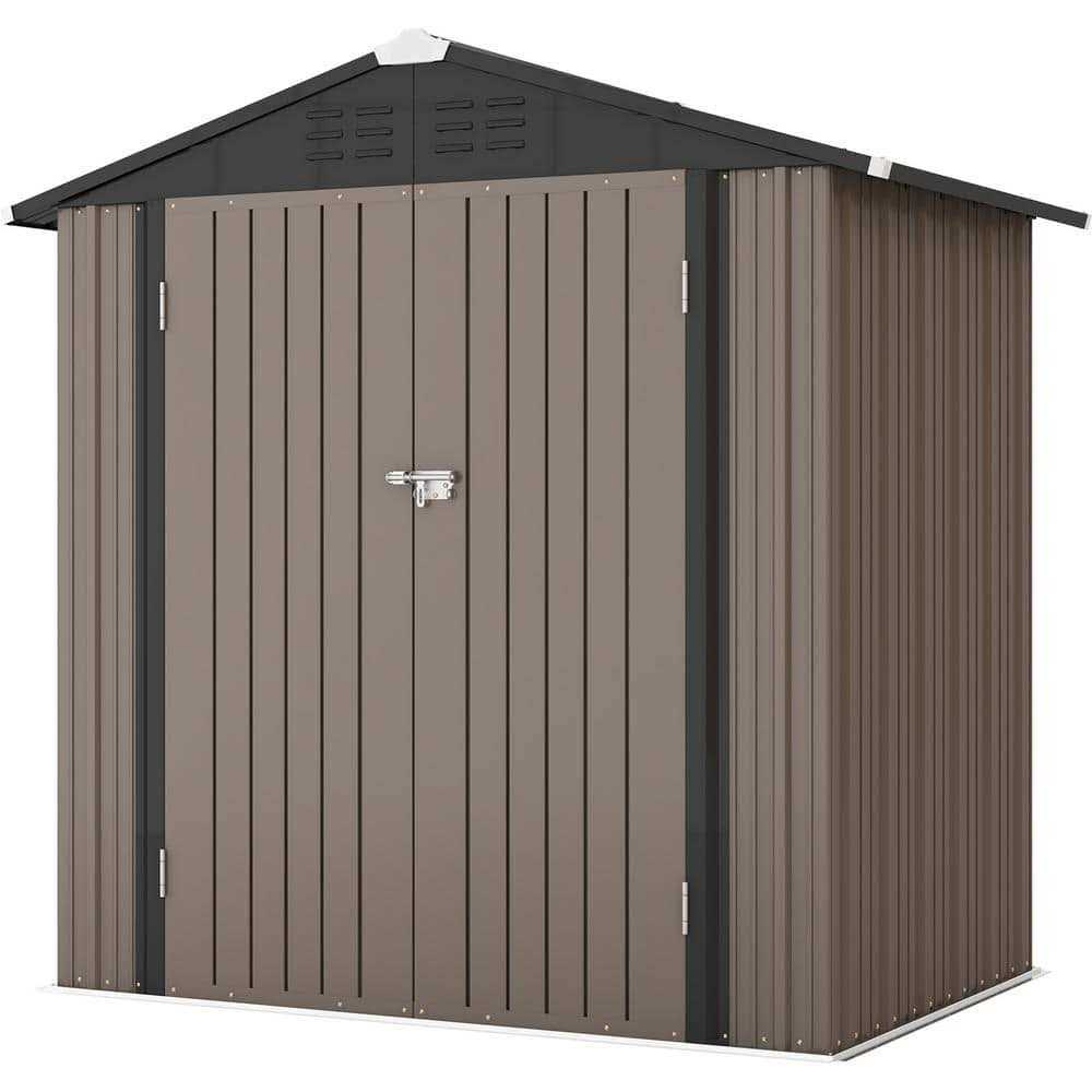 Patiowell 6 ft. D Outdoor Storage Metal Shed with Sloping Roof and Double Lockable Door