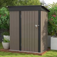 Patiowell 5×3 FT Outdoor Storage Shed, Garden Tool Shed with Sloping Roof and Lockable Door