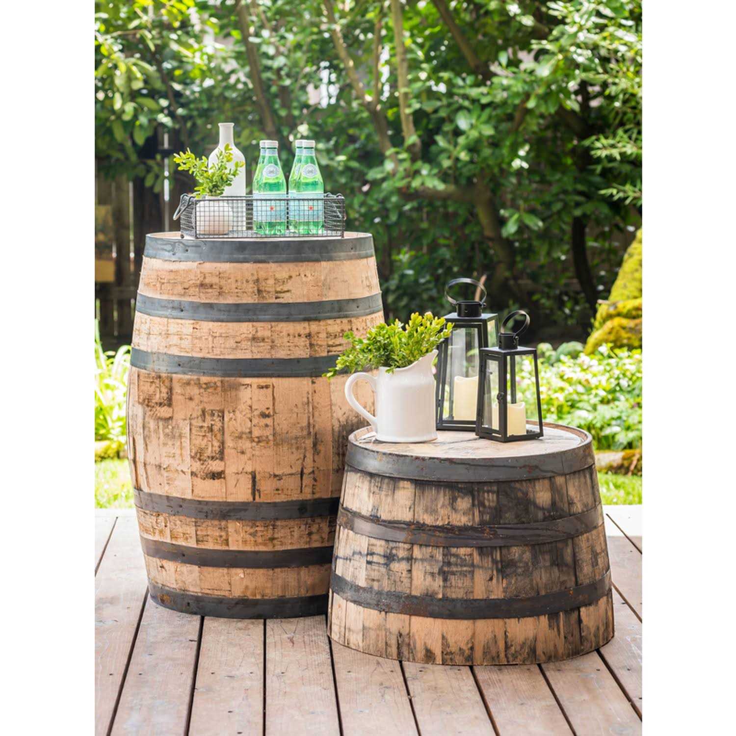 Real Wood Products Jack Daniel’s 35 in. H X 26 in. D Oak Whiskey Barrel Barrel Brown B320 - Image 2