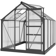 Outsunny 6′ x 7′ Polycarbonate Greenhouse Aluminum Walk-in Greenhouse Vent Garden